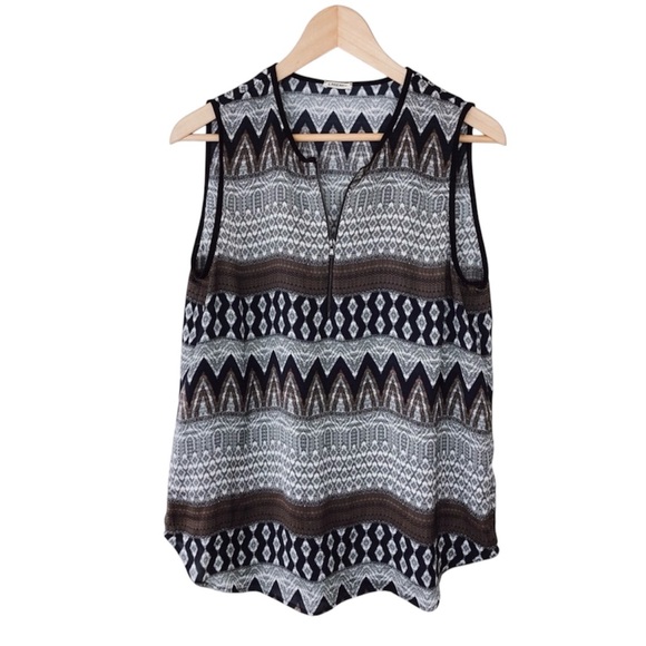 L’AGENCE geometric pattern print zipper tank top - Picture 5 of 5